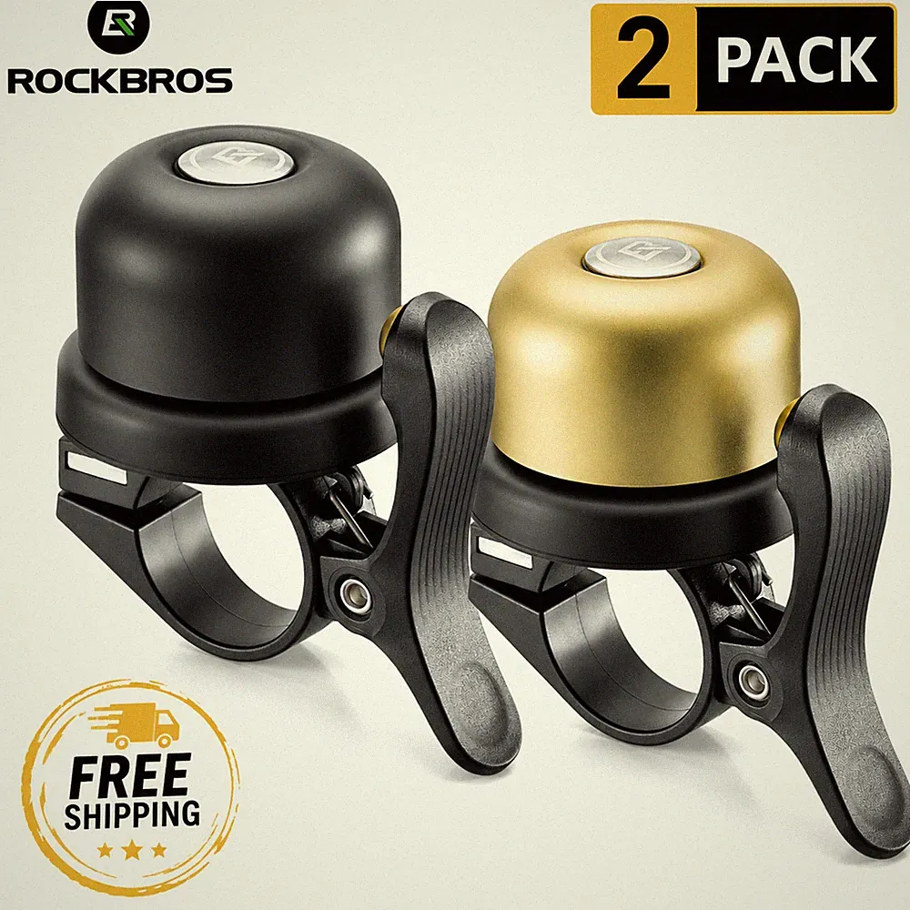 2 Pack ROCKBROS Bicycle Bell for AirTag Hidden. Loud Copper MTB Road Bi