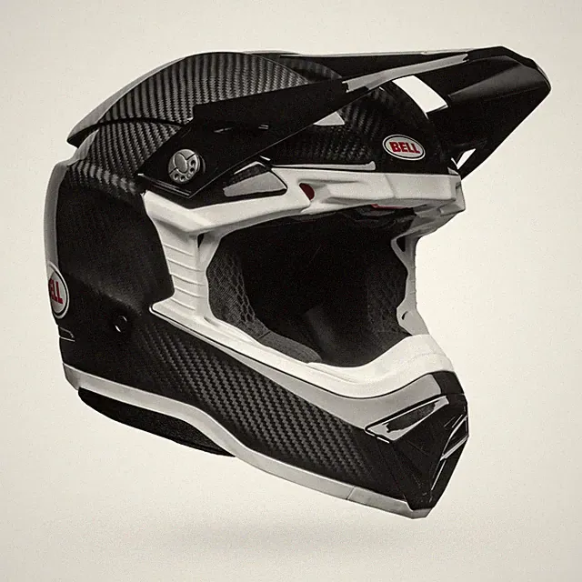 Bell Moto-10 Spherical Helmet Gloss Black Carbon Fiber/White Dirt Bike