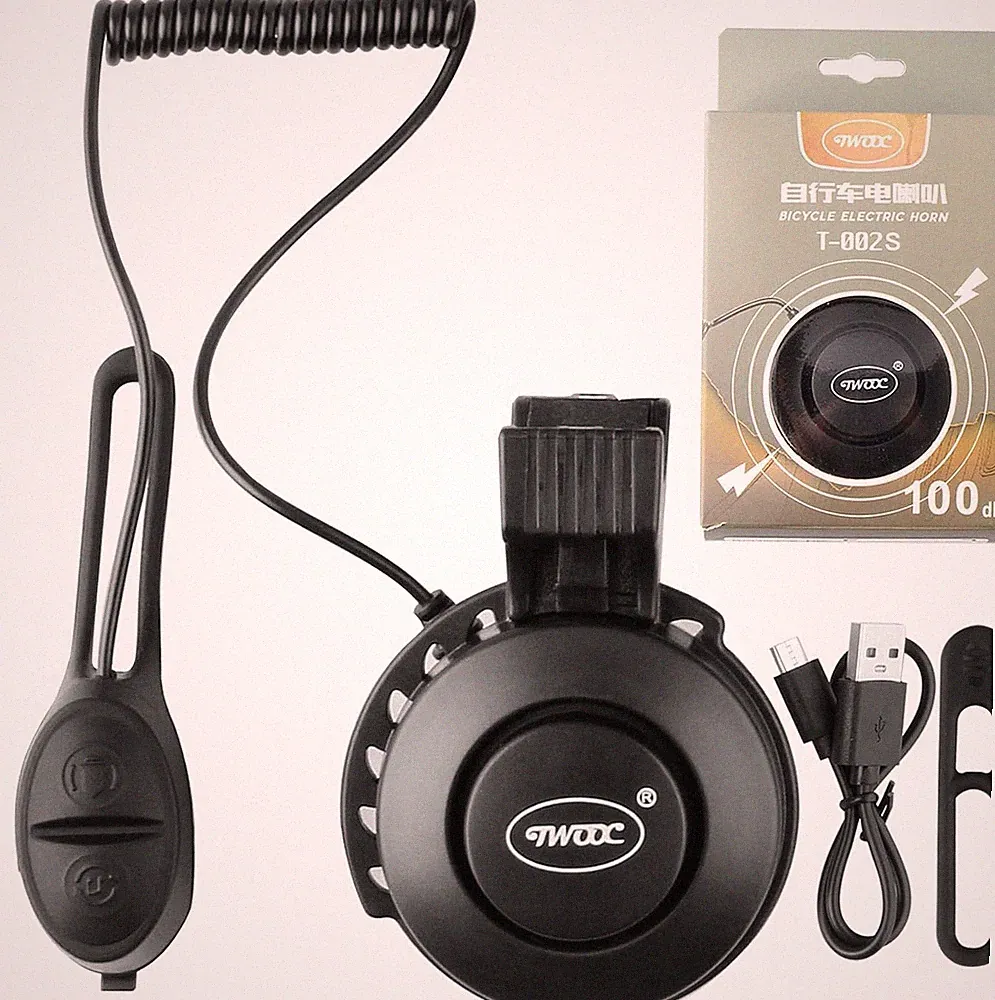 Electric Bike Horn - 100dB Loud Mini Bicycle Bell with 4 Sound Modes, USB Rec...