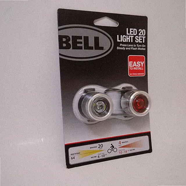 NEW Bell LED 20 Lumen Clip on Front & Rear Bicycle Lights Batteries Included